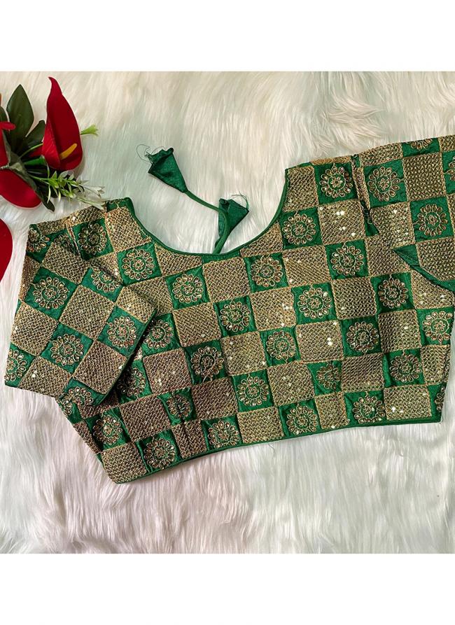Phantom Silk Green Festival Wear Embroidery Work Readymade Blouse